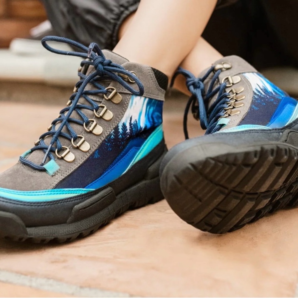 Inkkas, Women's 9 Men’s 7 Aurora Vegan Trekk Boot, Hiking, Artsy, Blue Outdoors - Picture 7 of 11